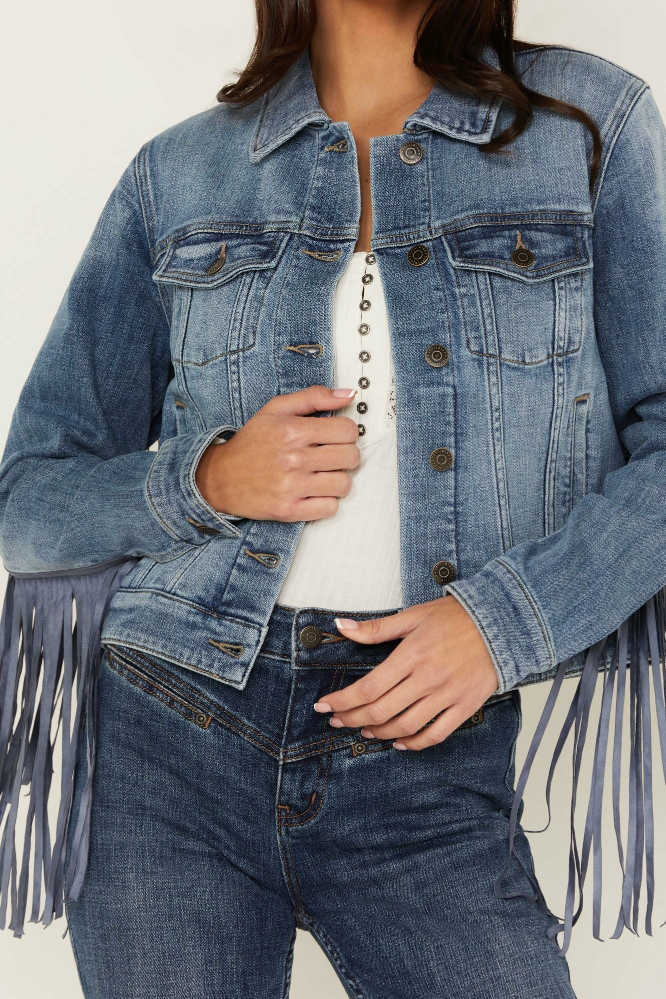 Idyllwind Rodeo Rebel Embossed Fringe Trucker Jacket Medium Wash