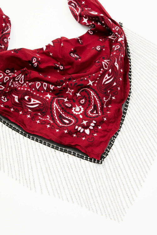 Idyllwind Abby Ann Rhinestone Fringe Bandana Necklace Red