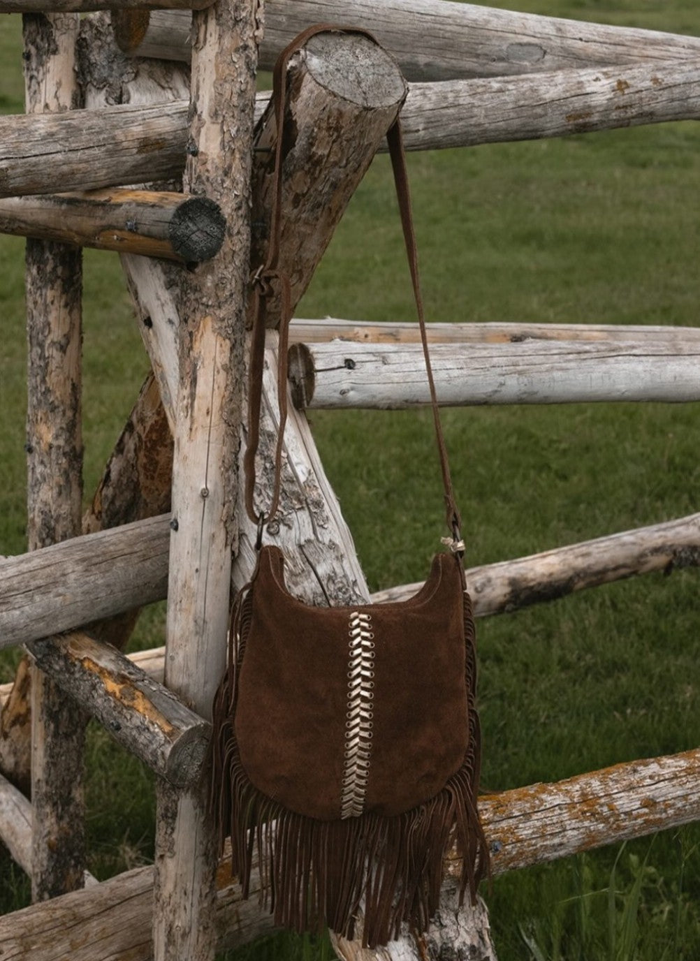 Idyllwind Perlita Suede Fringe Crossbody Bag Brown