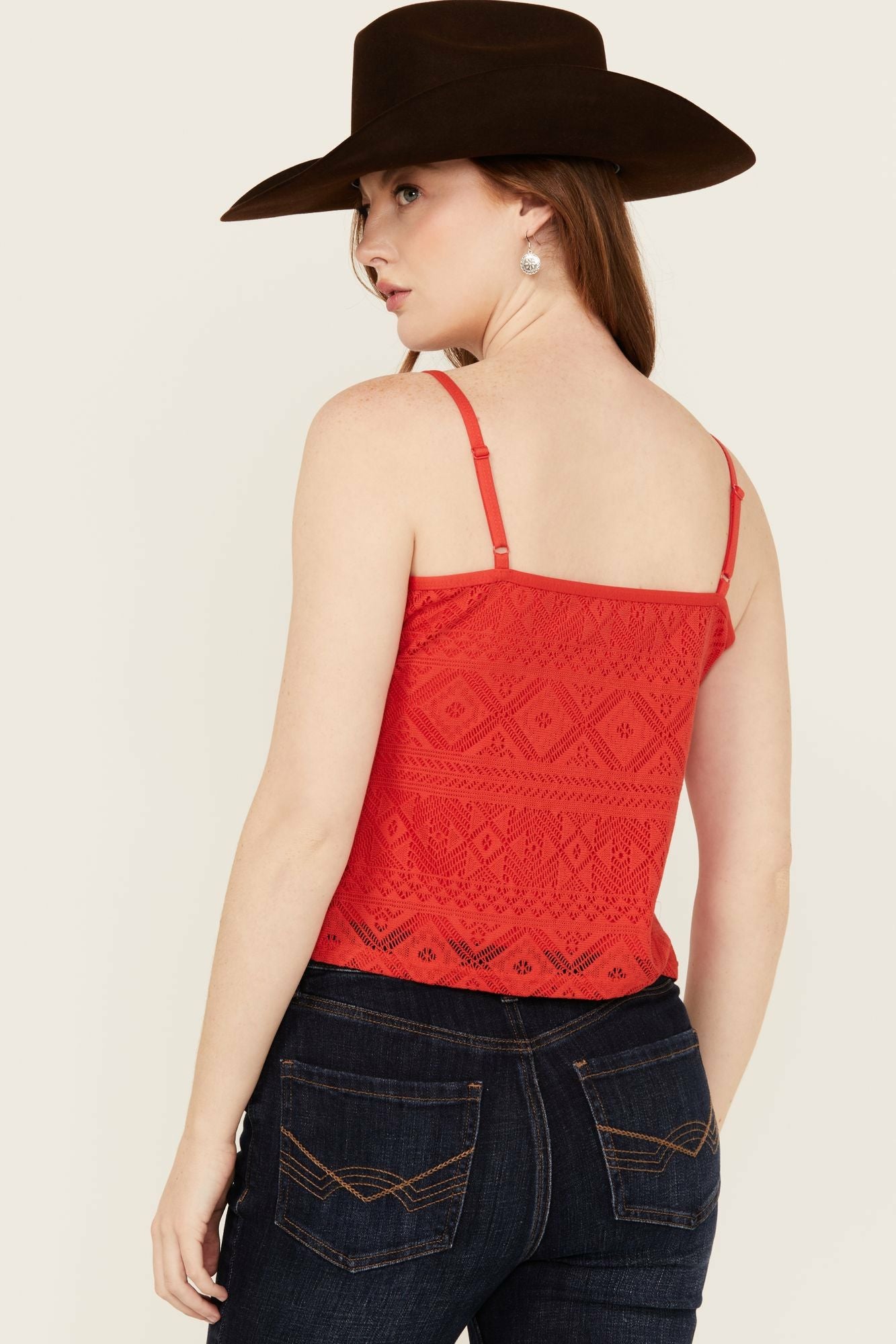 Idyllwind Redmond Lace Fringe Cami Dark Orange