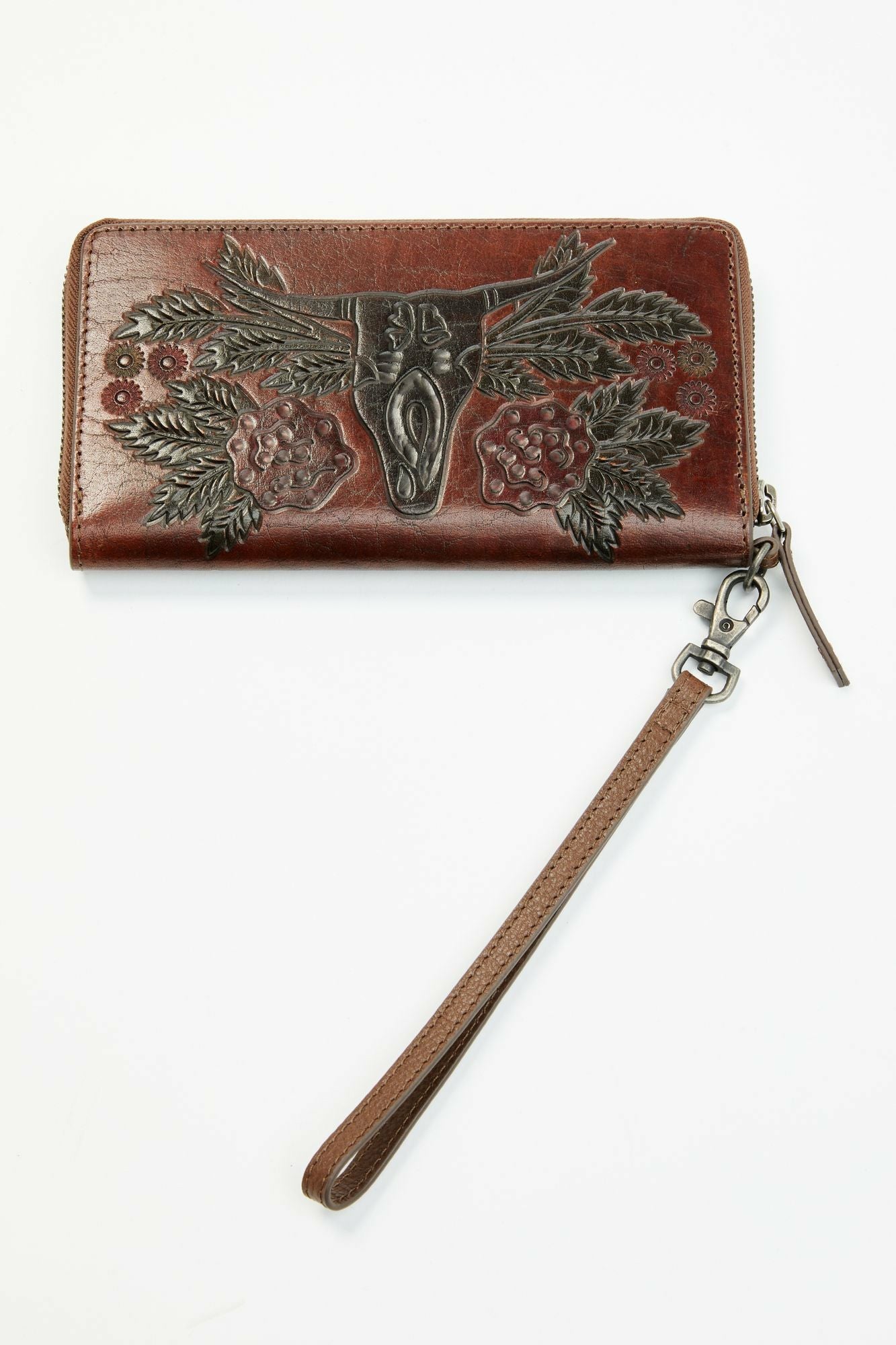 Idyllwind Lenora Painted Longhorn Tooled Leather Wallet Brown