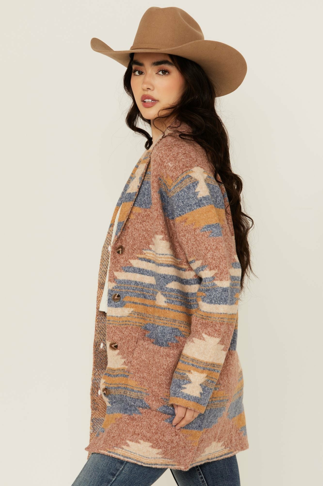 Idyllwind Crosswind Southwestern Print Cardigan Sand