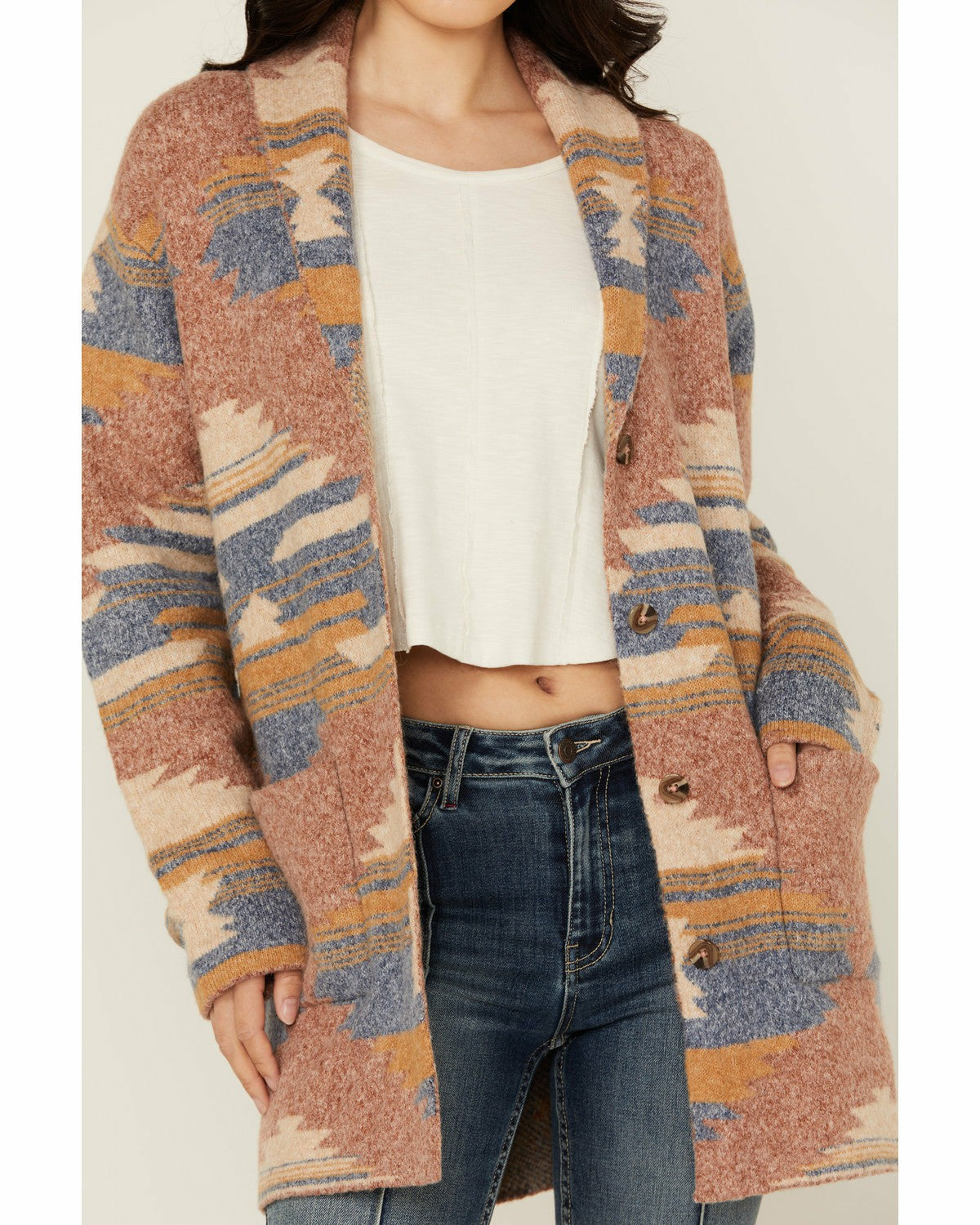 Idyllwind Crosswind Southwestern Print Cardigan Sand