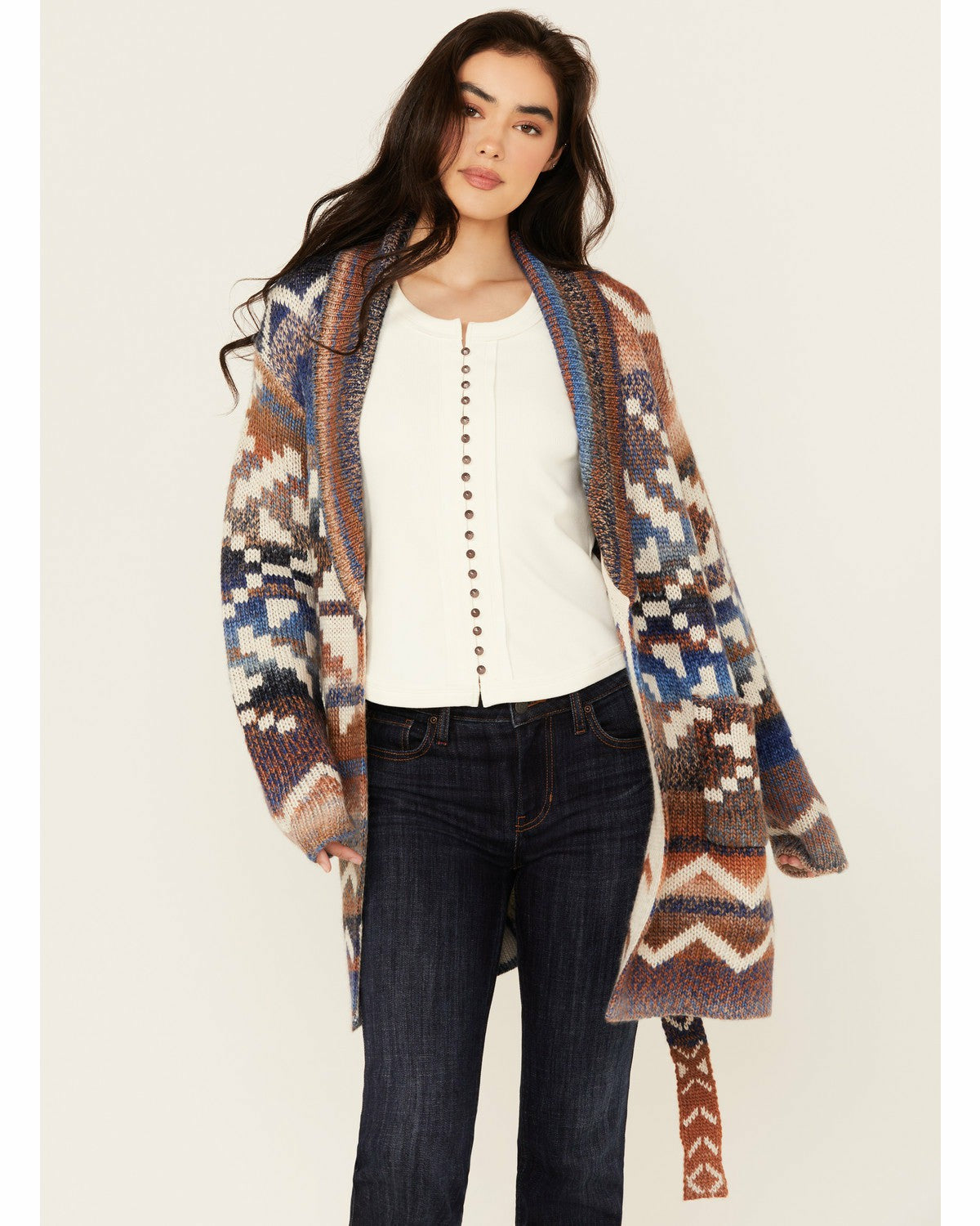 Idyllwind Myhr Southwestern Print Cardigan Indigo