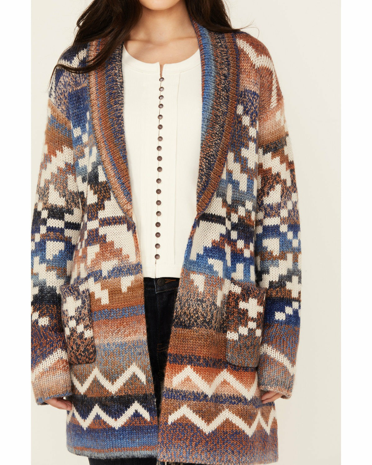 Idyllwind Myhr Southwestern Print Cardigan Indigo