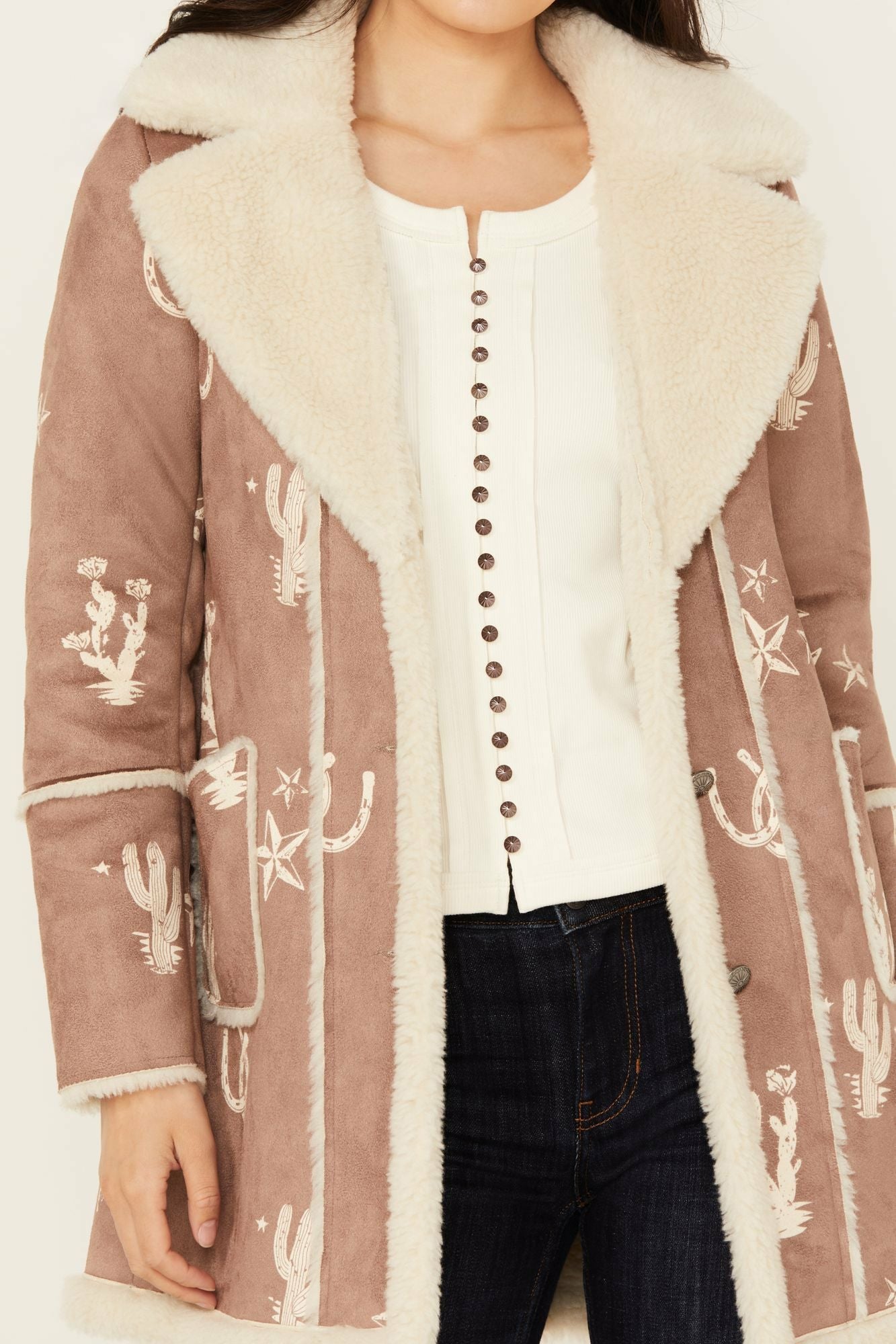 Idyllwind Spicewood Faux Suede & Shearling Coat Tan