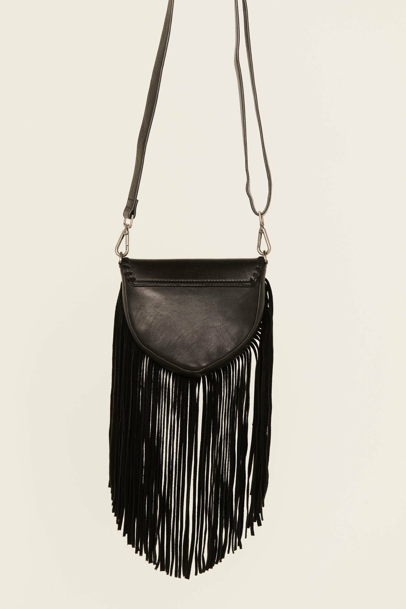 Idyllwind Esperanza Longhorn Leather Fringe Crossbody Bag Black