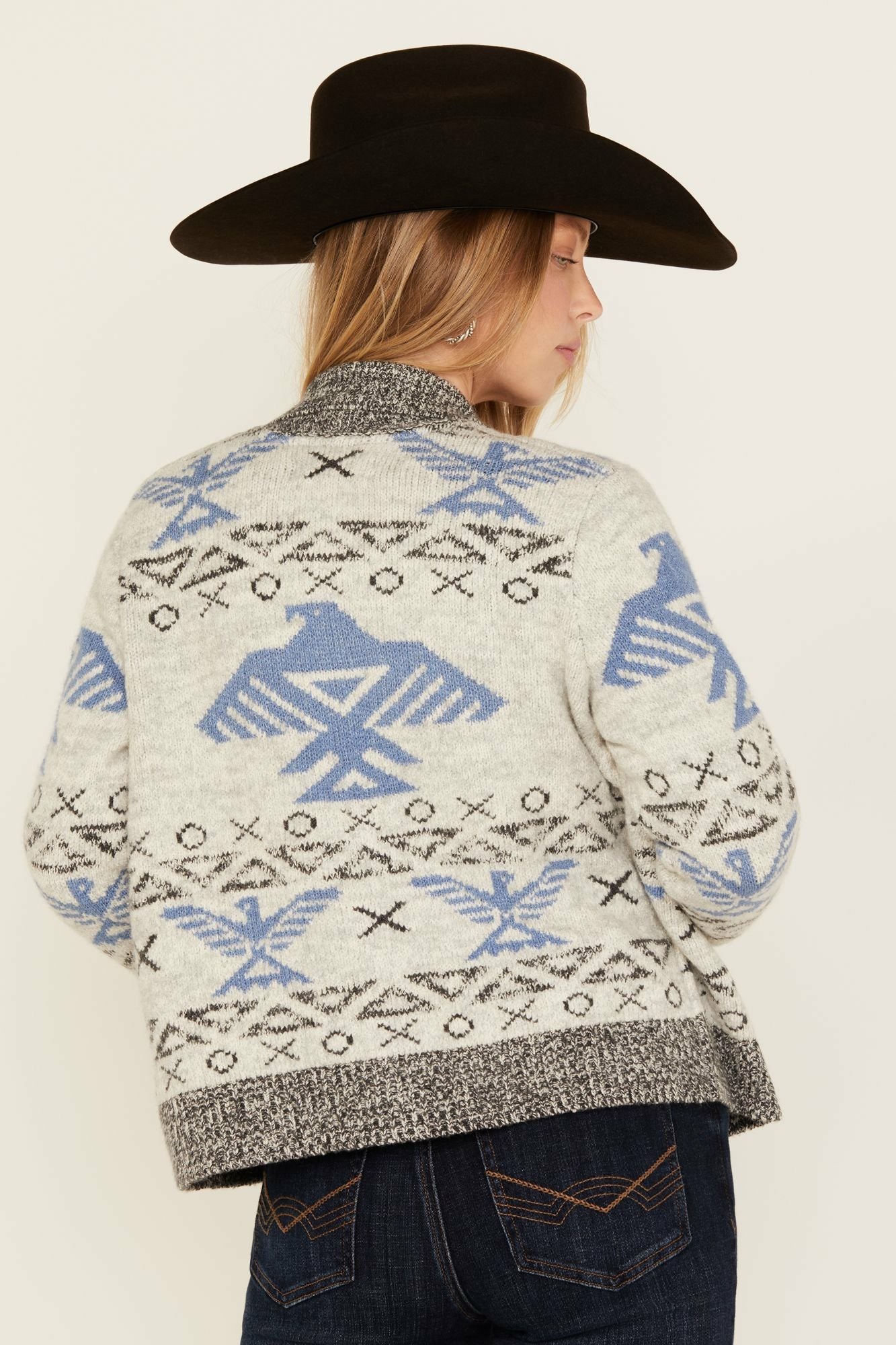 Idyllwind Lyle Thunderbird Zip Front Knit Sweater Heather Grey