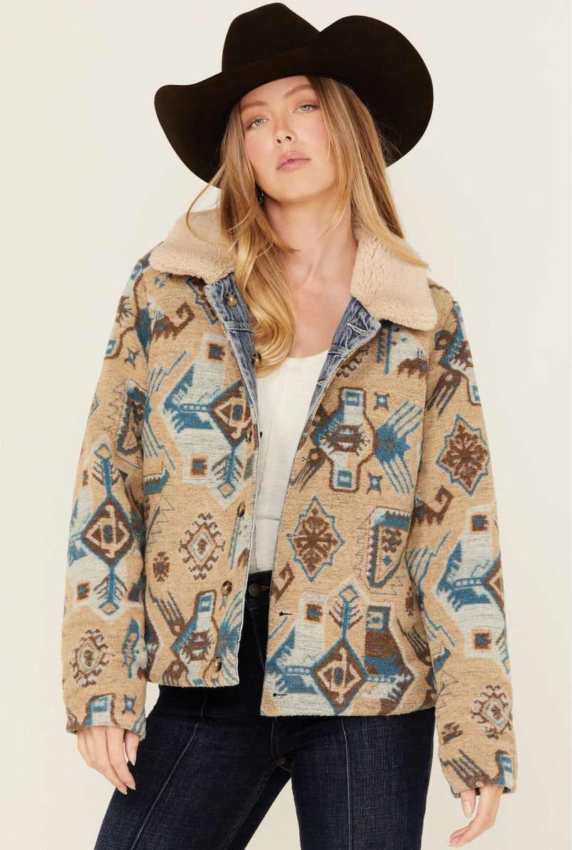 Idyllwind Pony Up Reversible Denim Blanket Jacket Light Wash