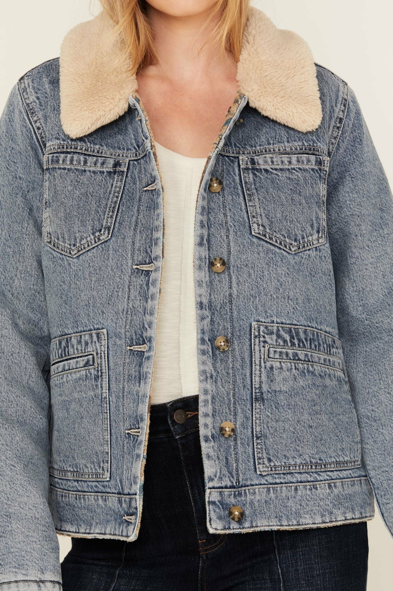 Idyllwind Pony Up Reversible Denim Blanket Jacket Light Wash