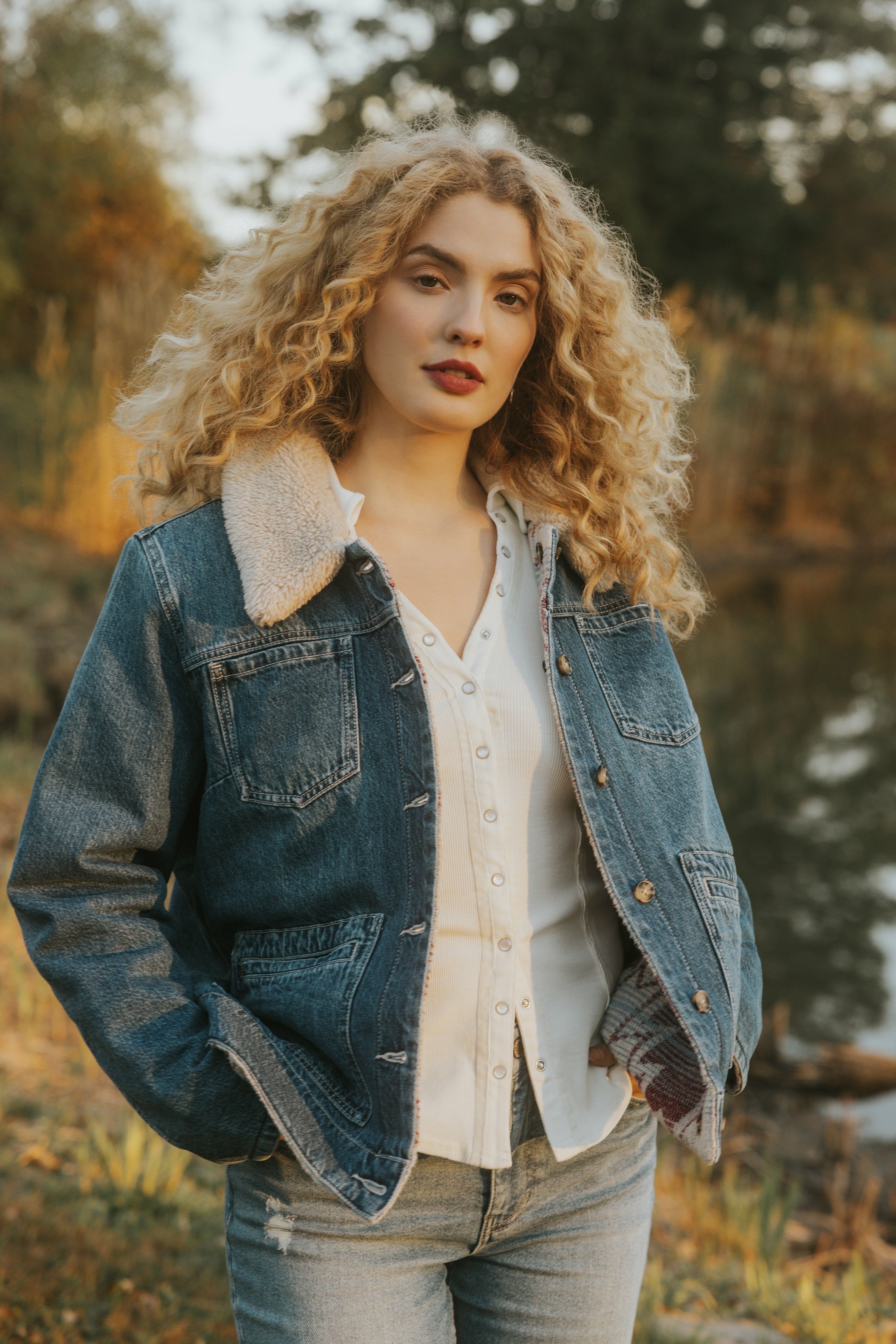 Idyllwind Diamondhead Reversible Denim Blanket Jacket Dark Wash