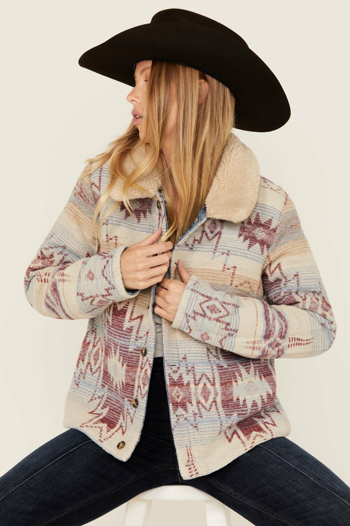 Idyllwind Diamondhead Reversible Denim Blanket Jacket Dark Wash
