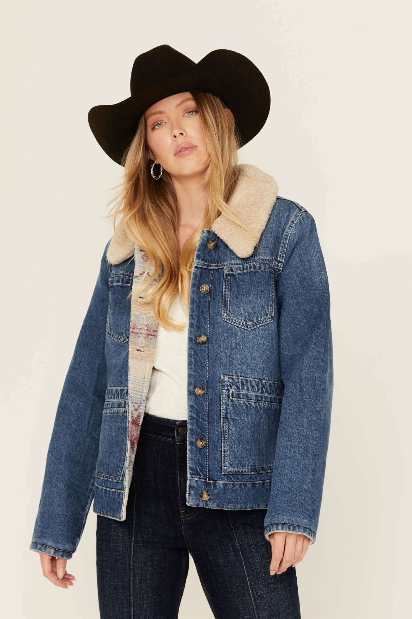 Idyllwind Diamondhead Reversible Denim Blanket Jacket Dark Wash