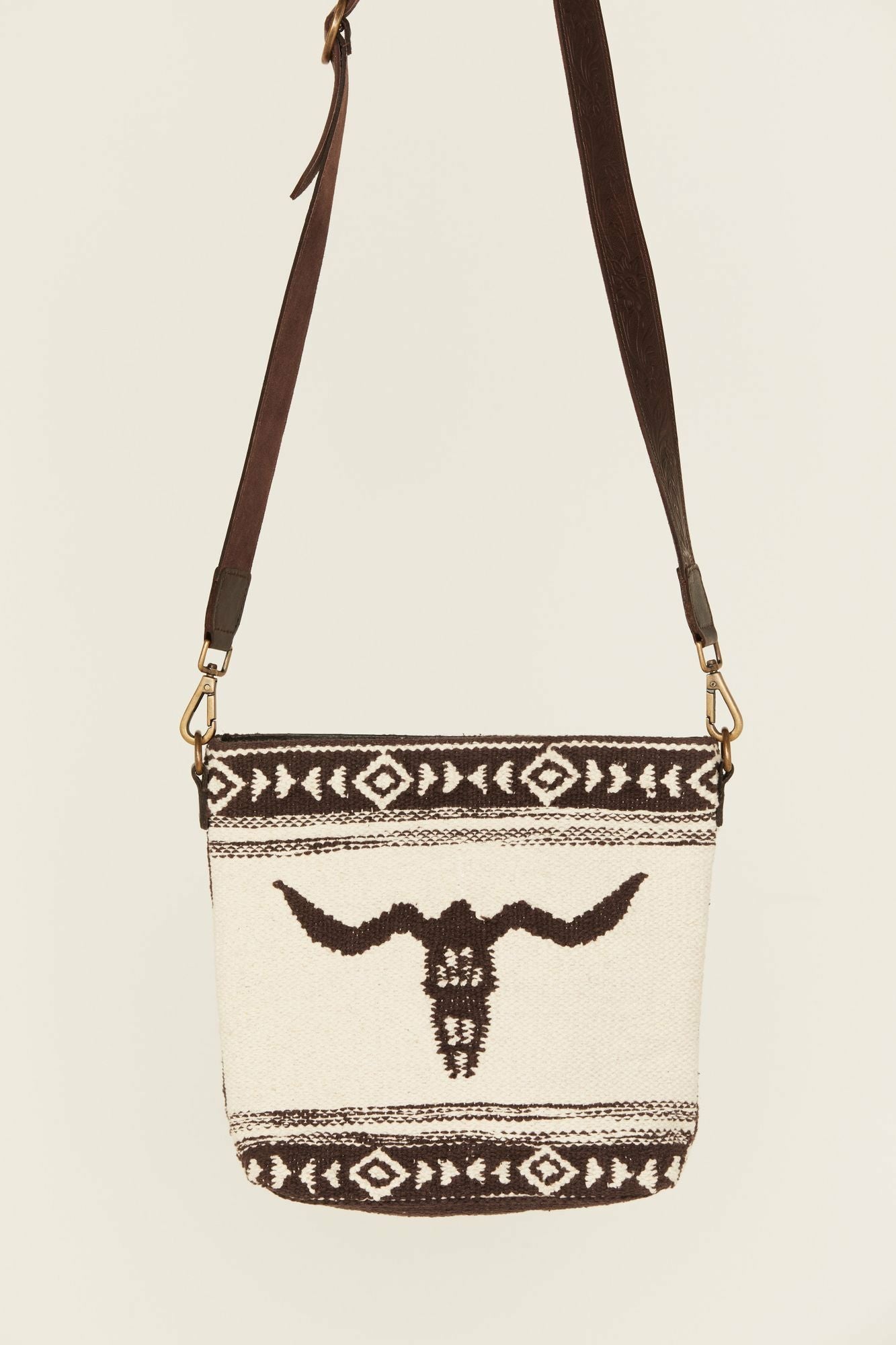 Idyllwind Madrona Longhorn Woven Crossbody Bag Ivory