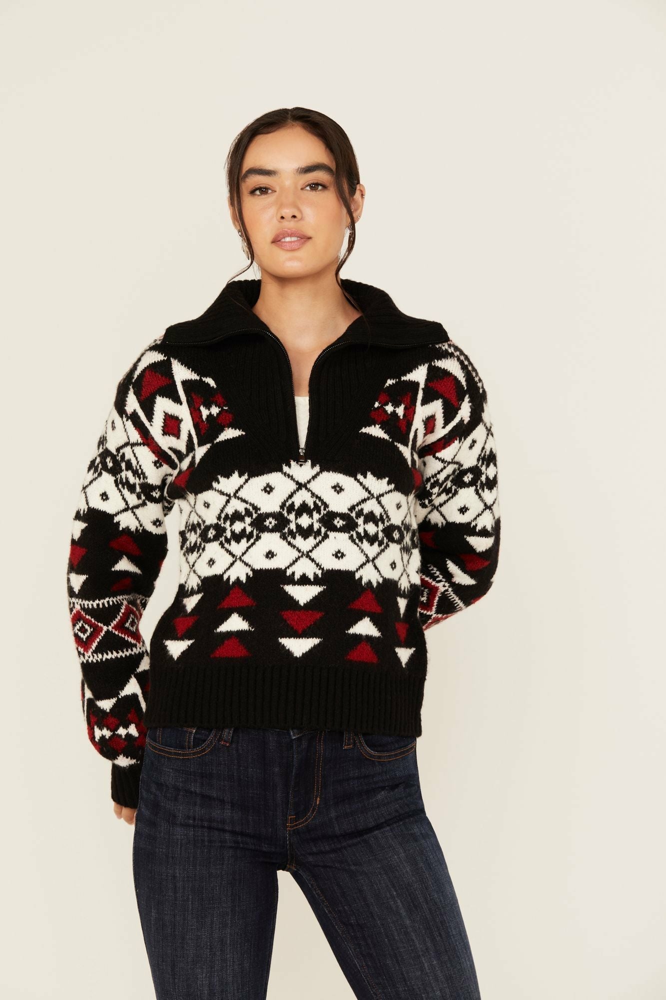 Idyllwind Alpine Zip Front Sweater Black