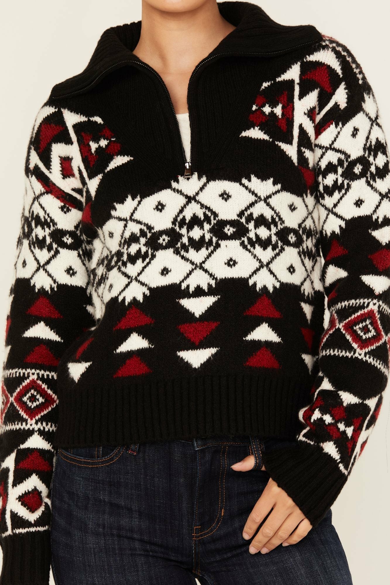 Idyllwind Alpine Zip Front Sweater Black